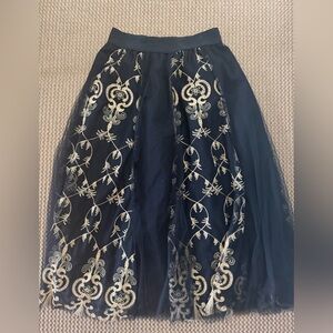 Elegant Black and Gold Embroidered Skirt